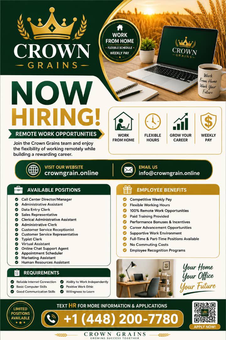 Now Hiring at Crowngrain Milling